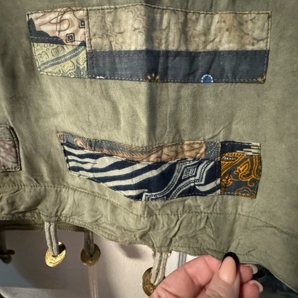 Vintage Patchwork Cropped Jacket Boho Hippie Colorful Nativewear Designs Sage SM - Picture 11 of 16